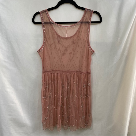 Free People Pink Beaded Embellished Slip Dress - Picture 9 of 10